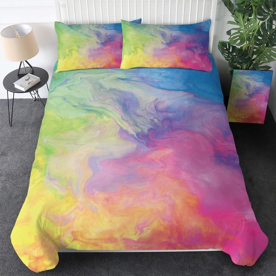 Rainbow Marbling Bedding Set