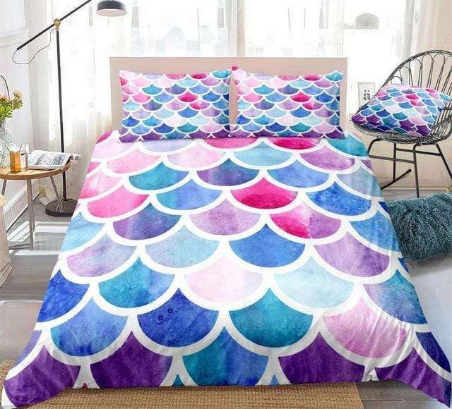 Rainbow Mermaid Scales Bedding Set