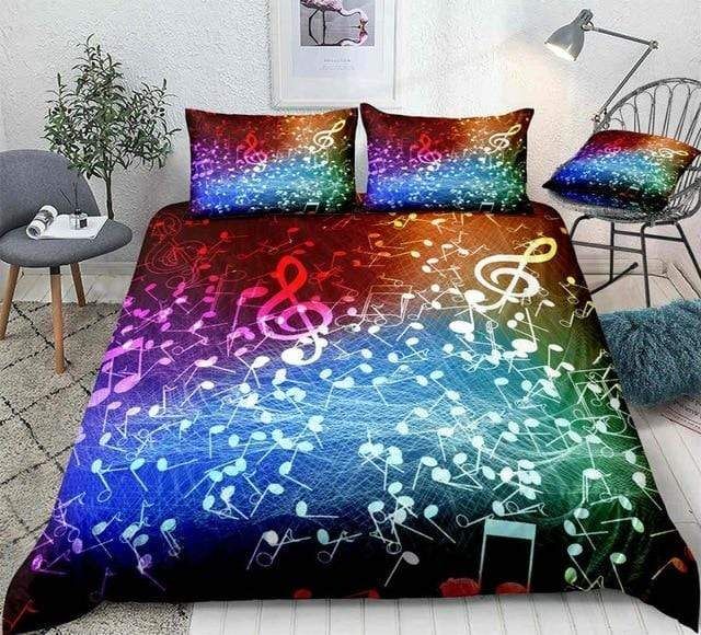 Rainbow Music Notes Bedding Set