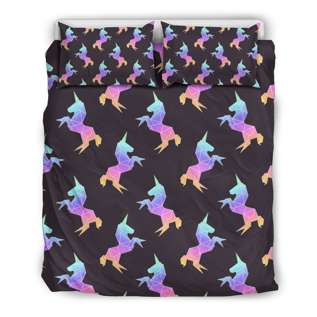 Rainbow Origami Unicorn Bedding Set