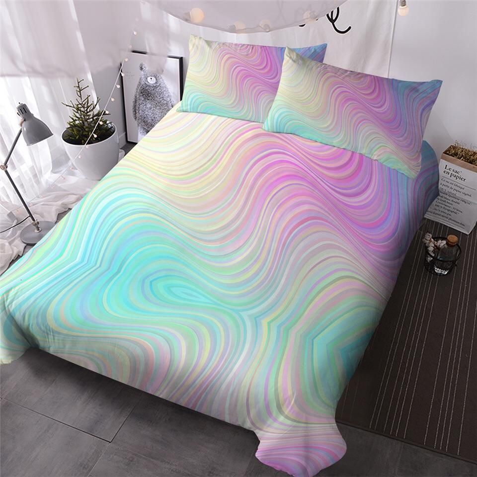Rainbow Pastel Swirl Bedding Set