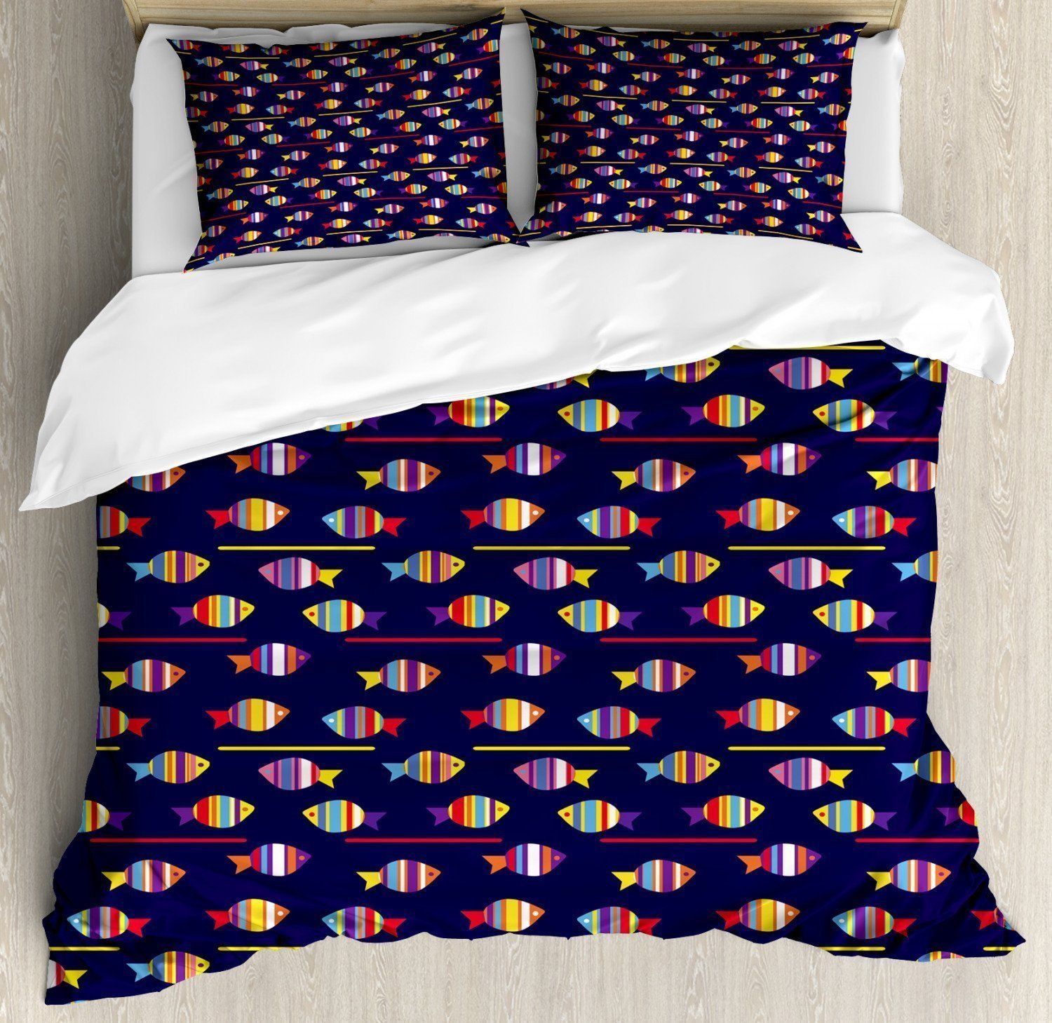 Rainbow Patterned Fishes Bedding Set