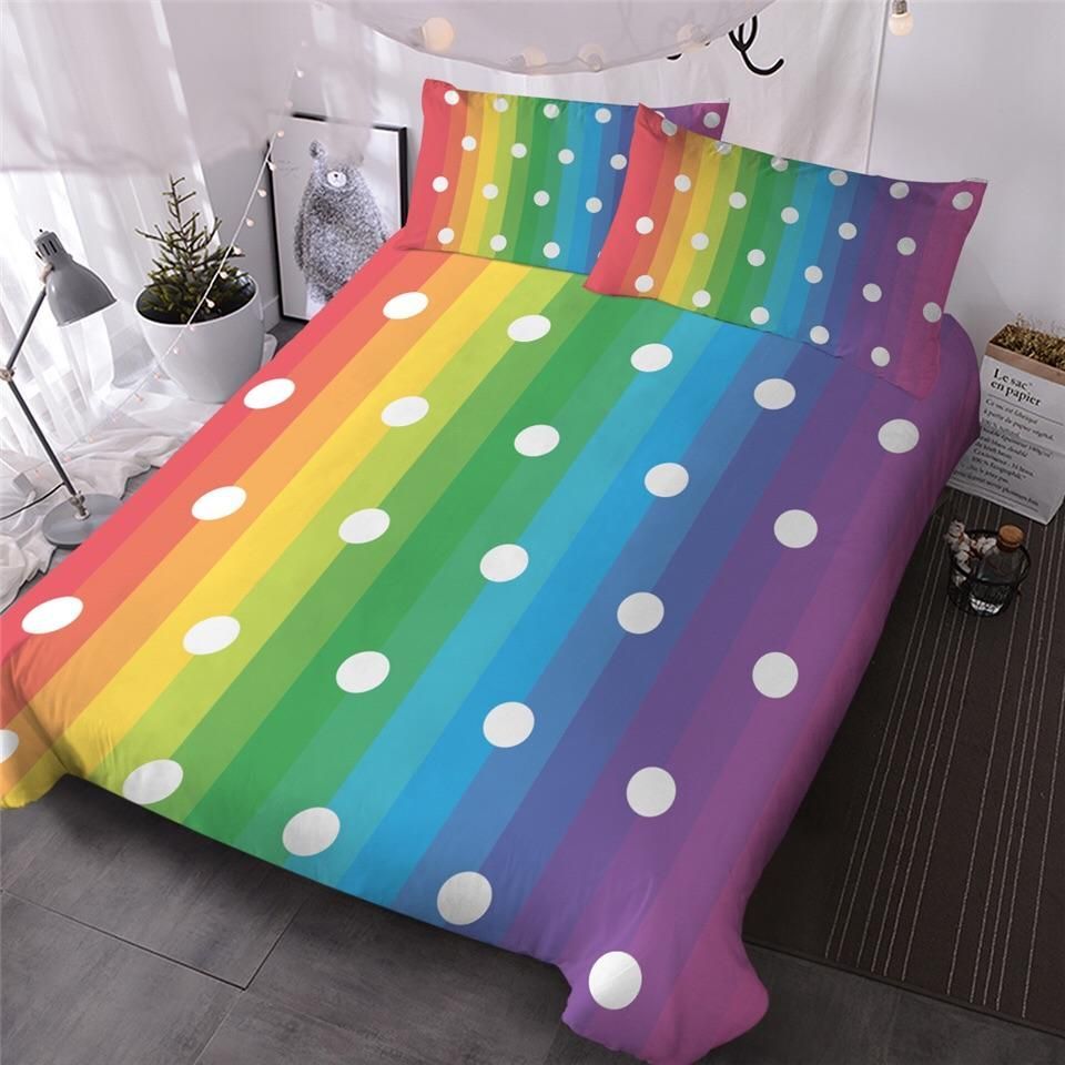Rainbow Poker Dots Bedding Set