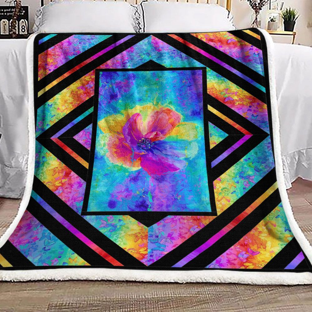 Rainbow Poppy Spirit Butterfly Sherpa Fleece Blanket