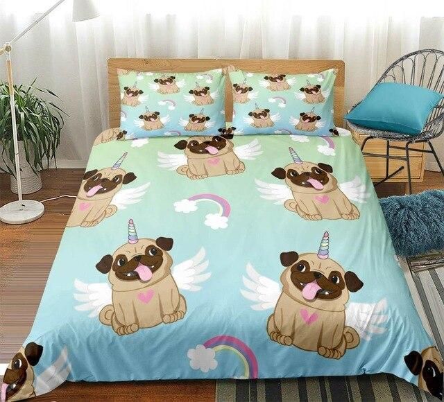 Rainbow Pug Blue Sky Bedding Set