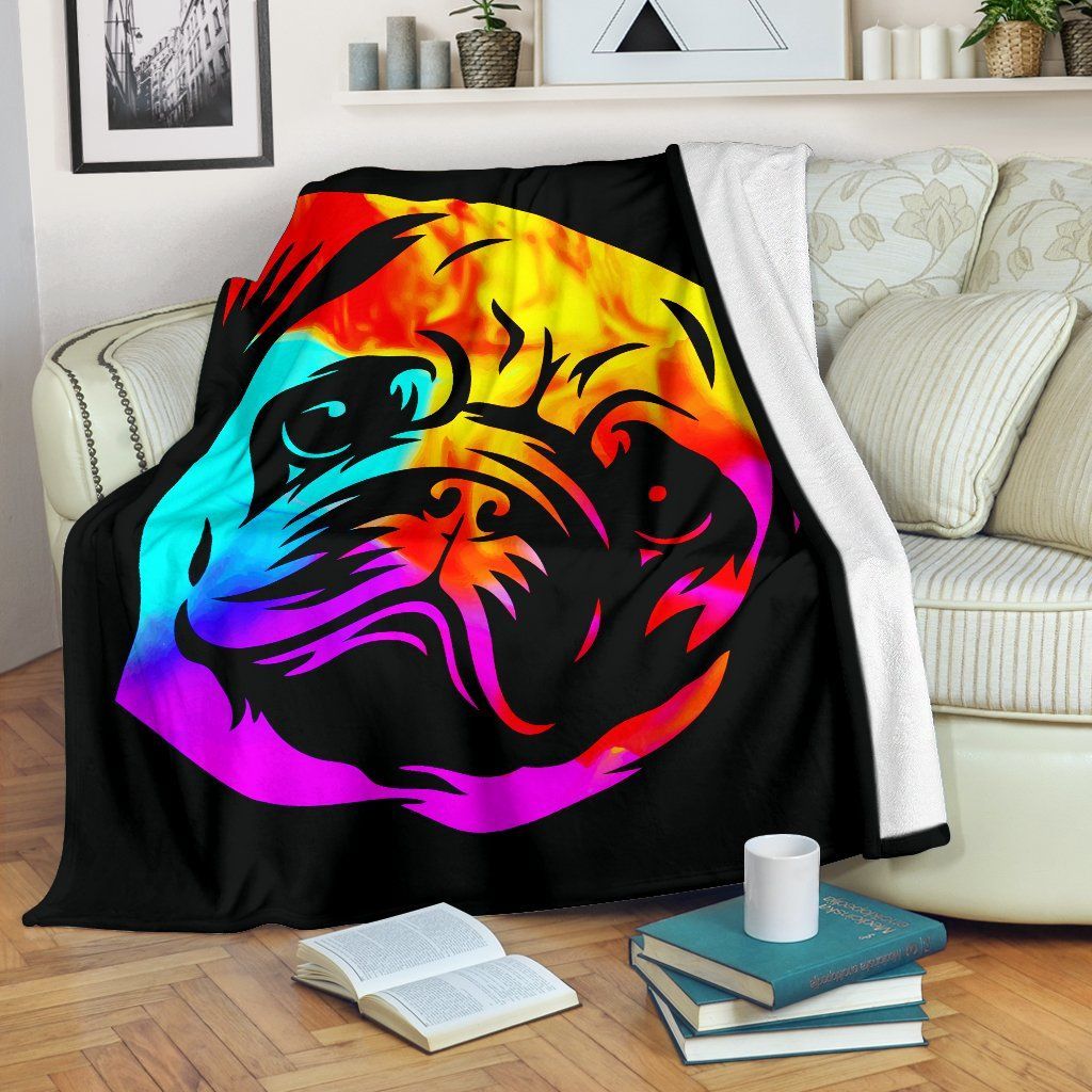 Rainbow Pug Sherpa Fleece Blanket