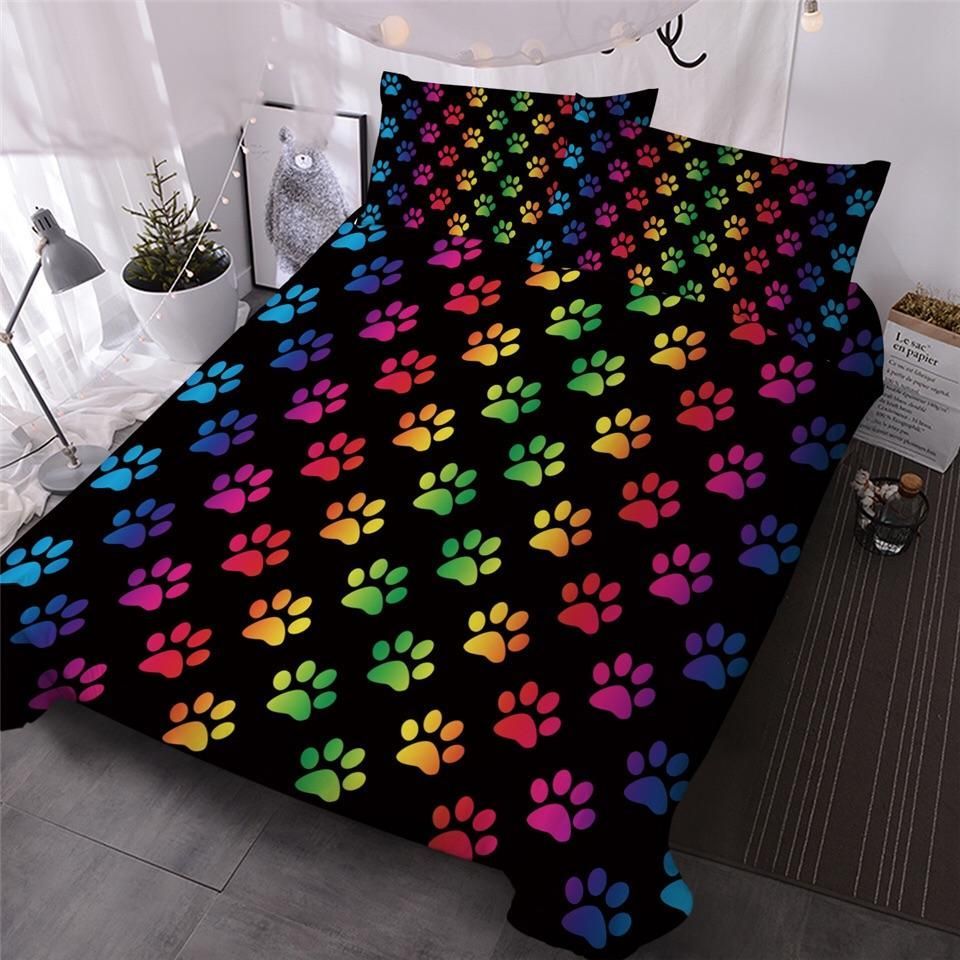 Rainbow Puppy Paws Bedding Set