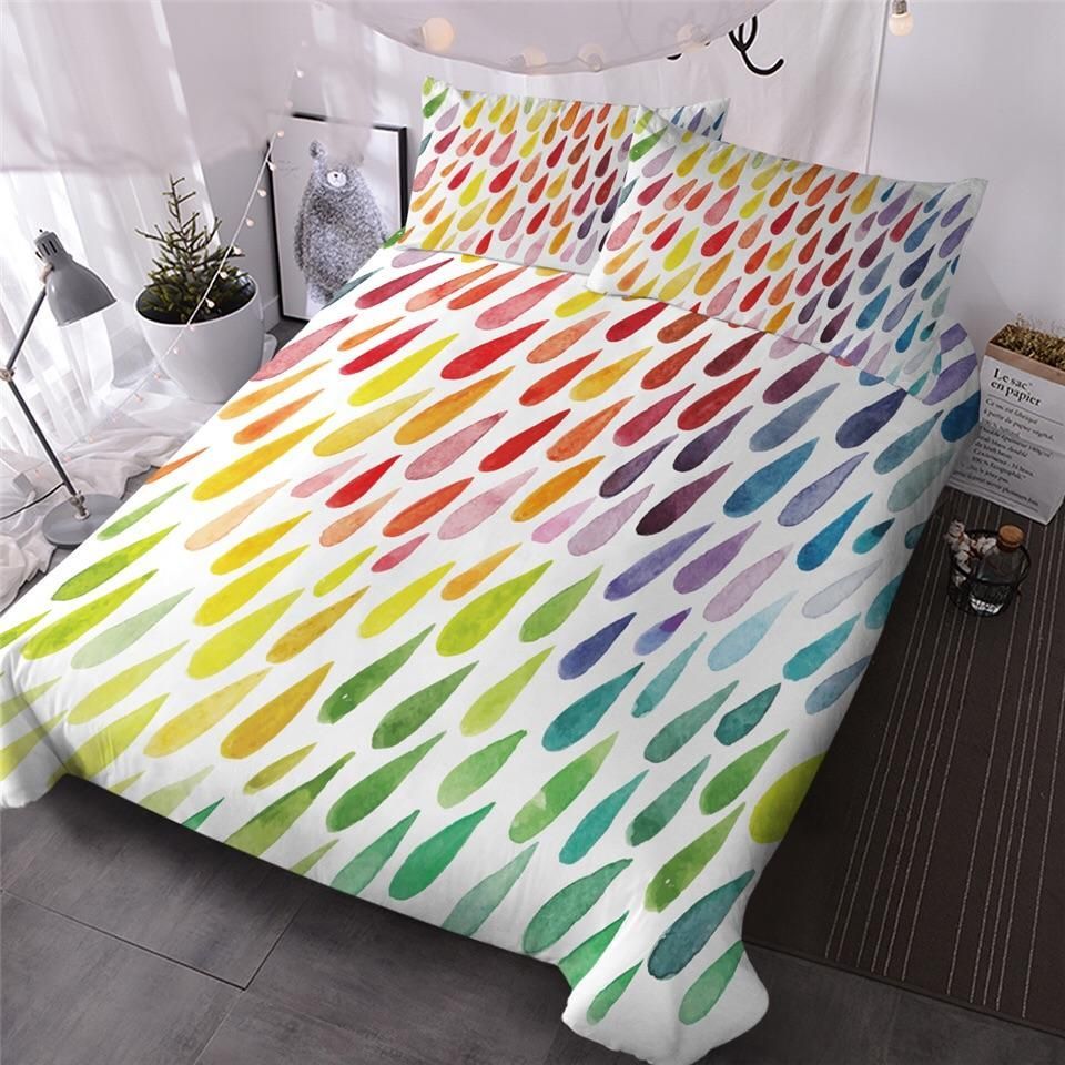 Rainbow Rain Drops Bedding Set