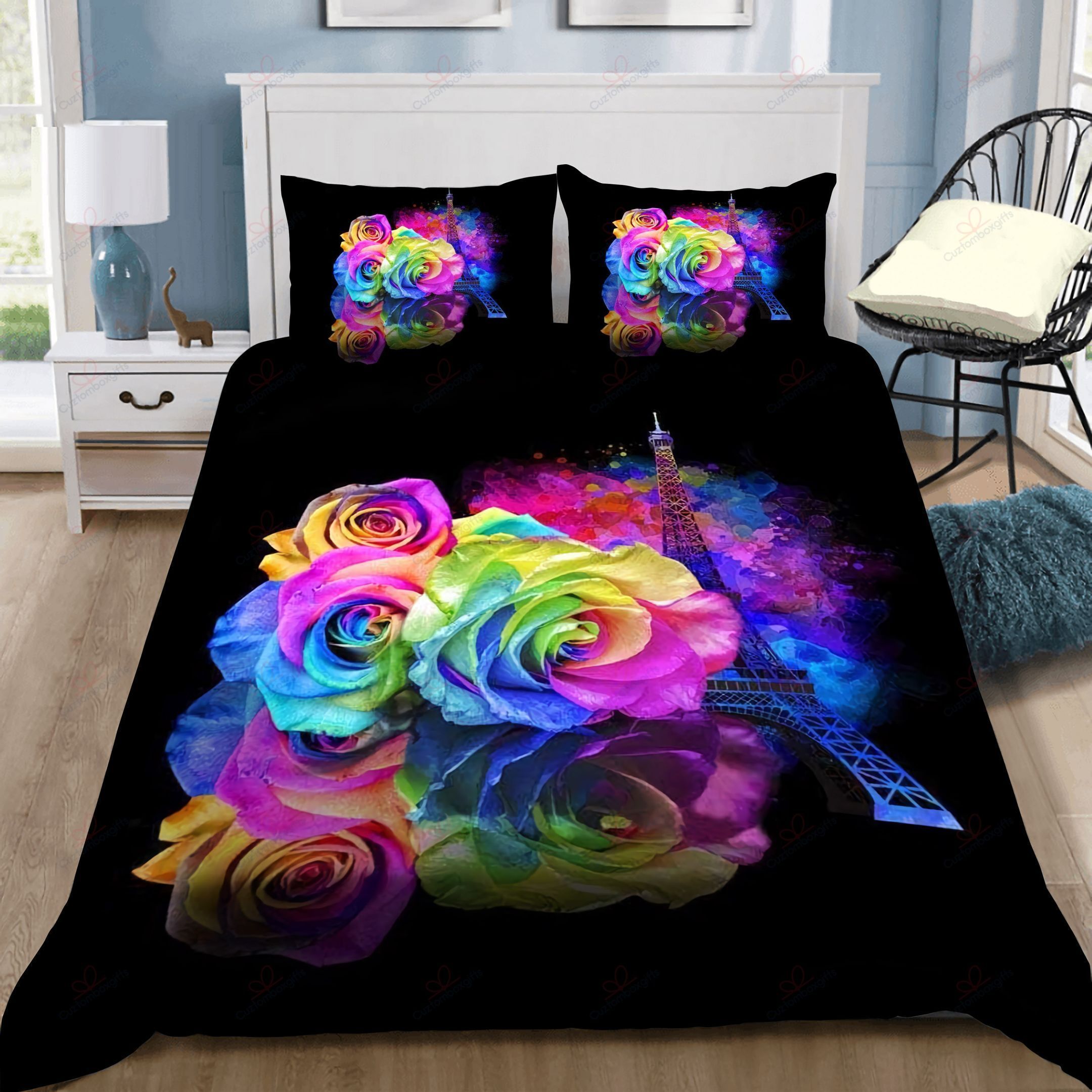 Rainbow Roses Bedding Set