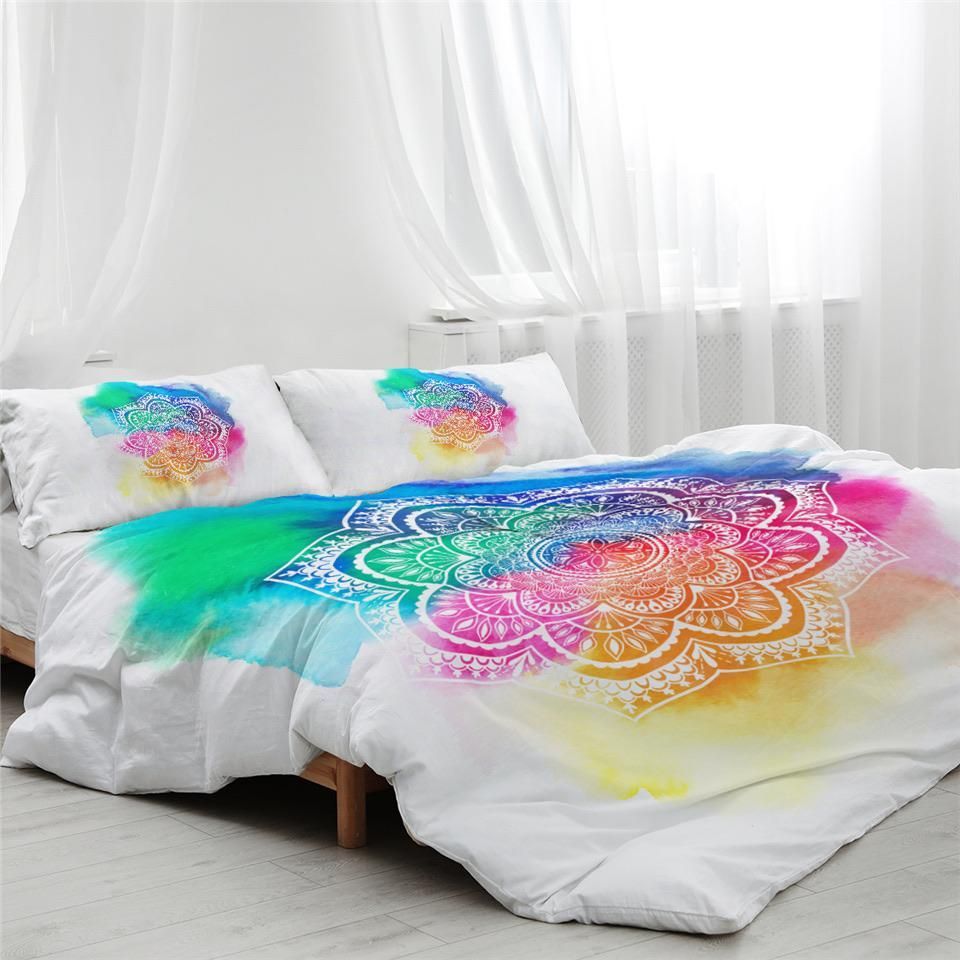 Rainbow Splash Mandala Bedding Set