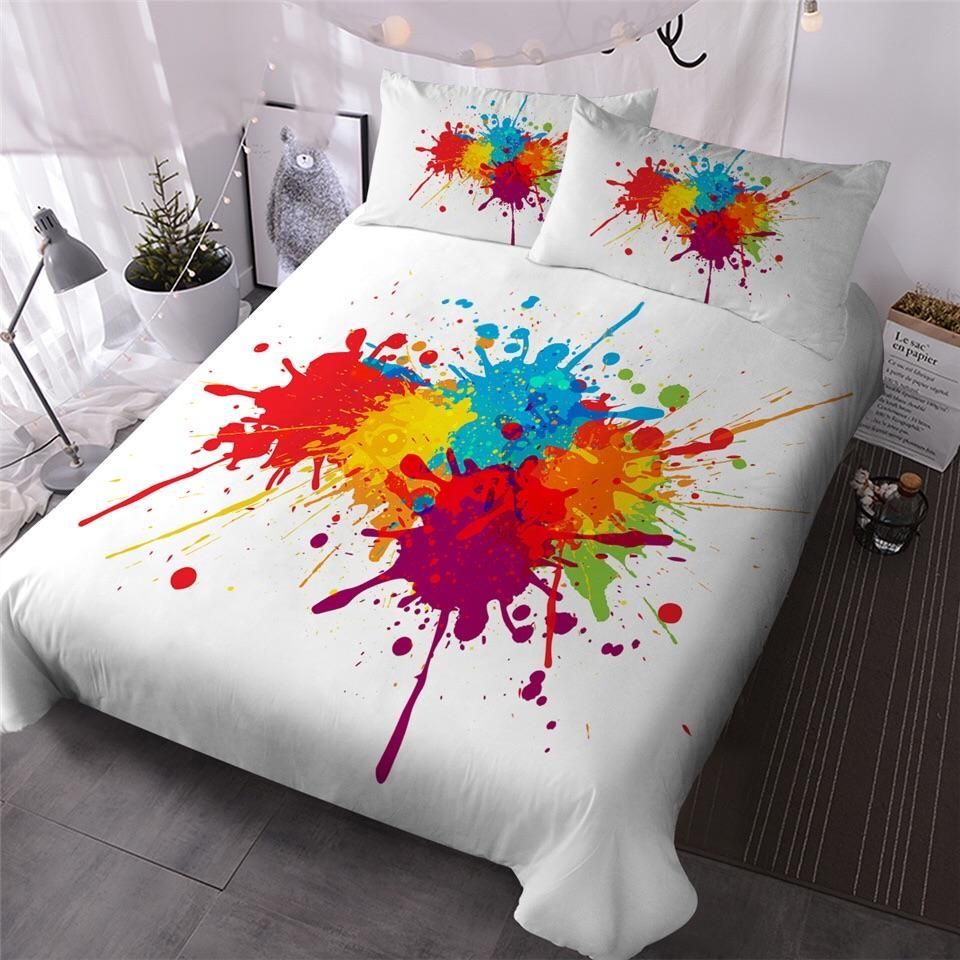 Rainbow Splatter Bedding Set