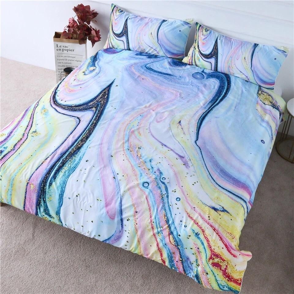 Rainbow Swirl Marble Bedding Set