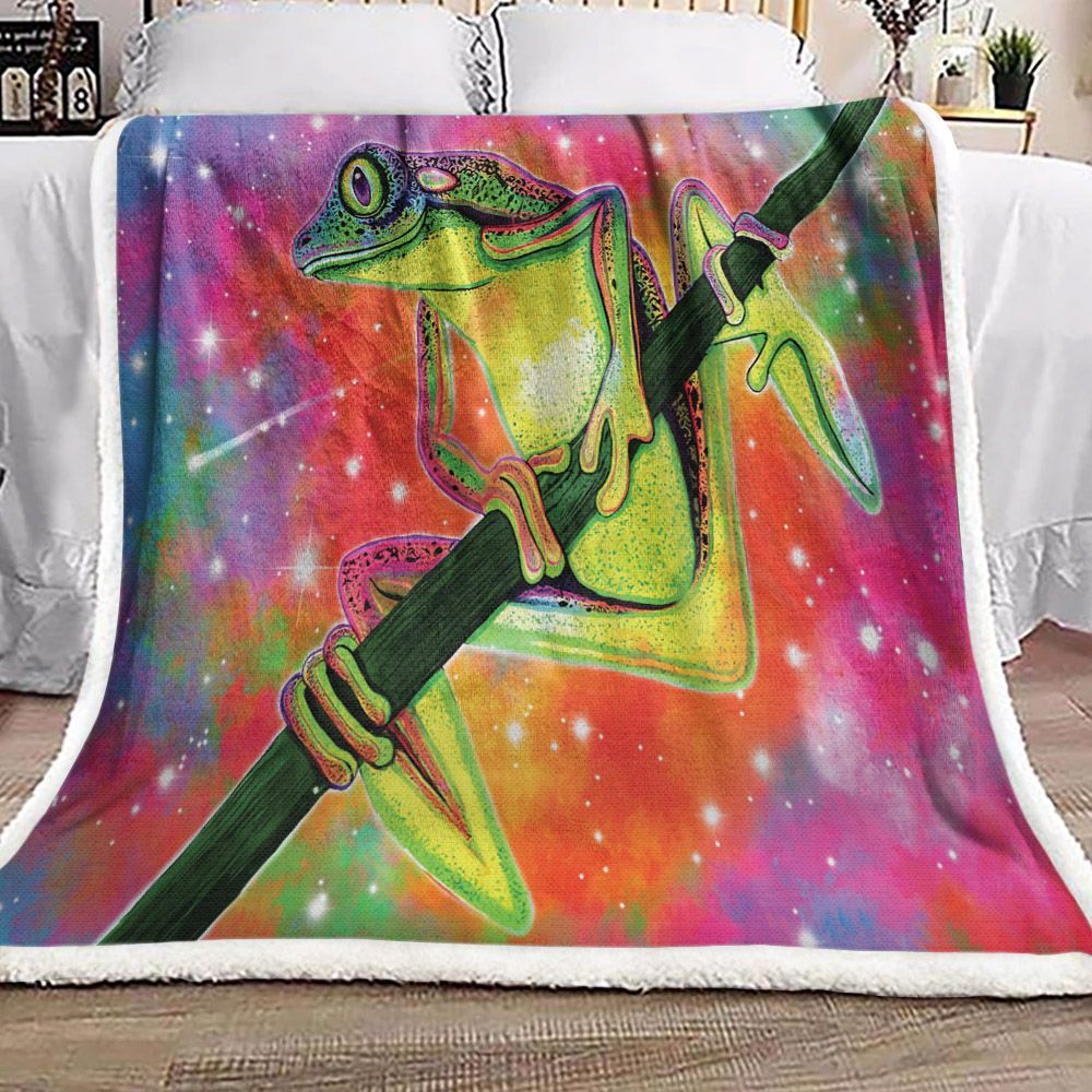 Rainbow Tree Frog Sherpa Fleece Blanket