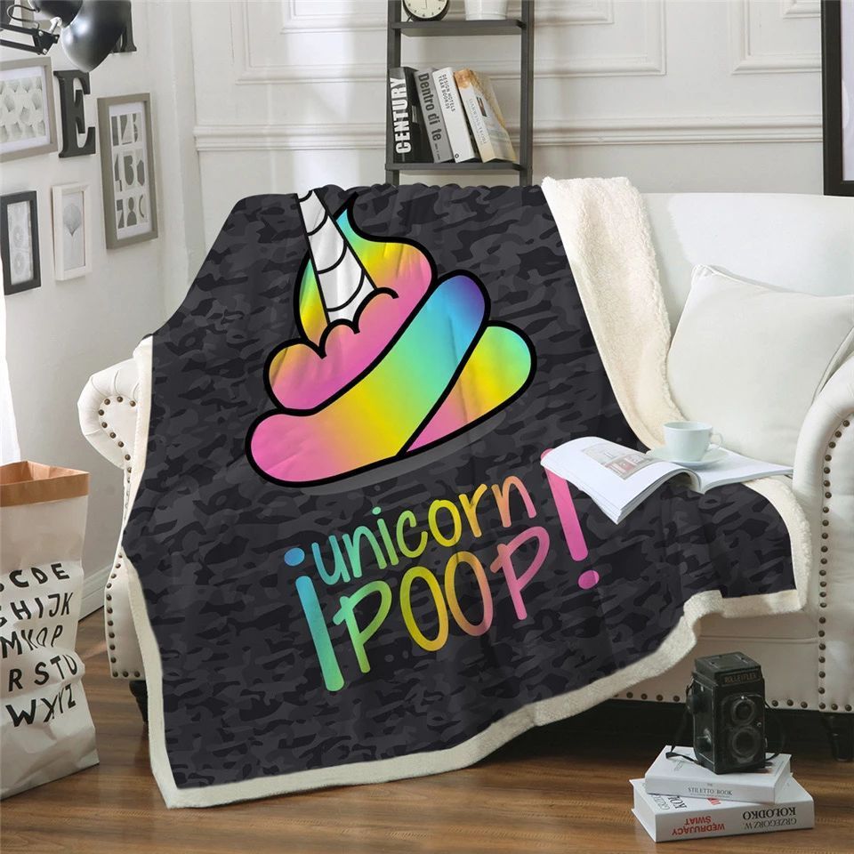 Rainbow Unicorn Sherpa Fleece Blanket