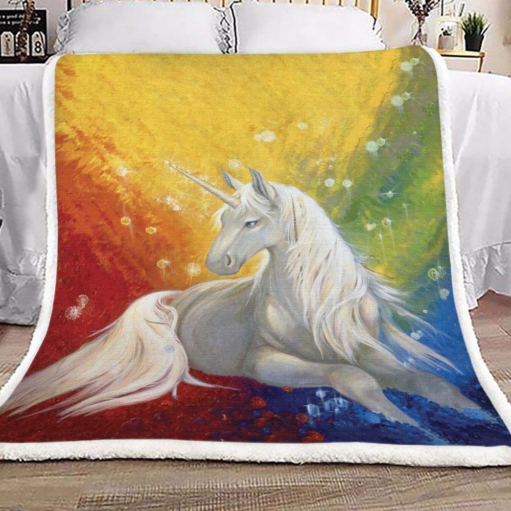 Rainbow Unicorn Sherpa Fleece Blanket