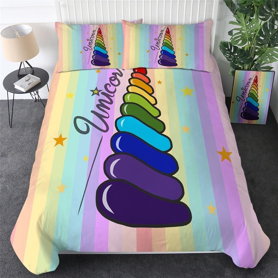Rainbow Unicorn Horns Bedding Set