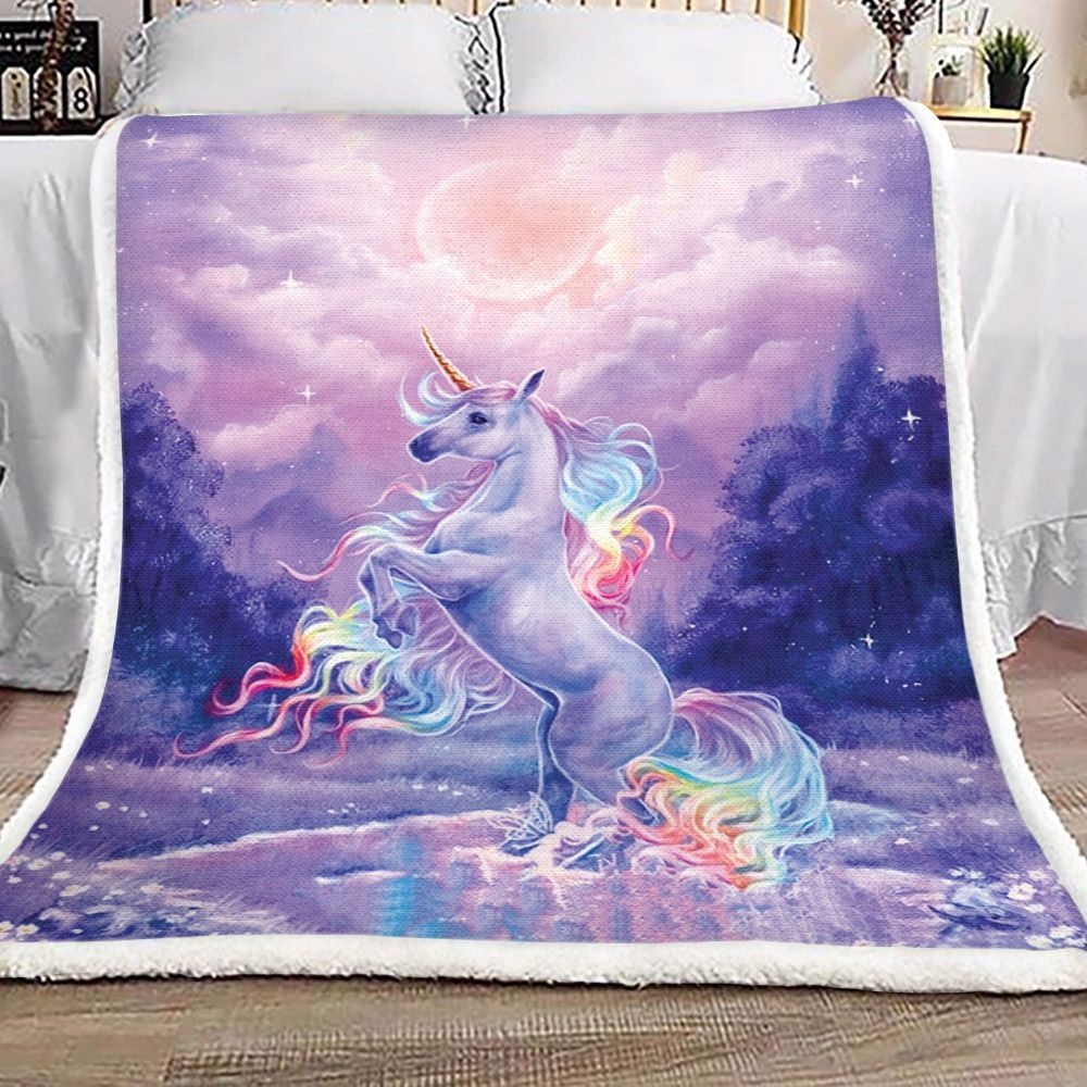Rainbow Unicorn Magical Sherpa Fleece Blanket