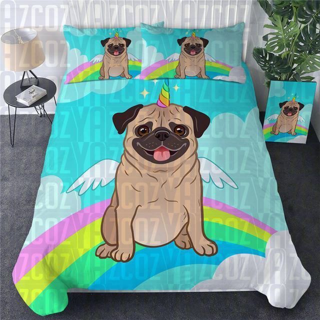 Rainbow Unicorn Pug Bedding Set
