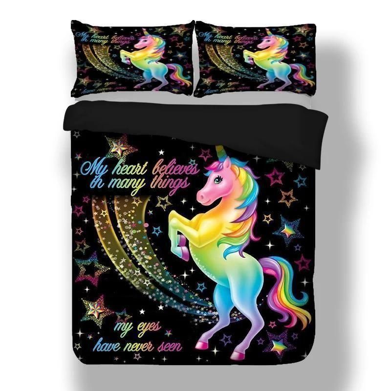 Rainbow Unicorn  Quote Bedding Set