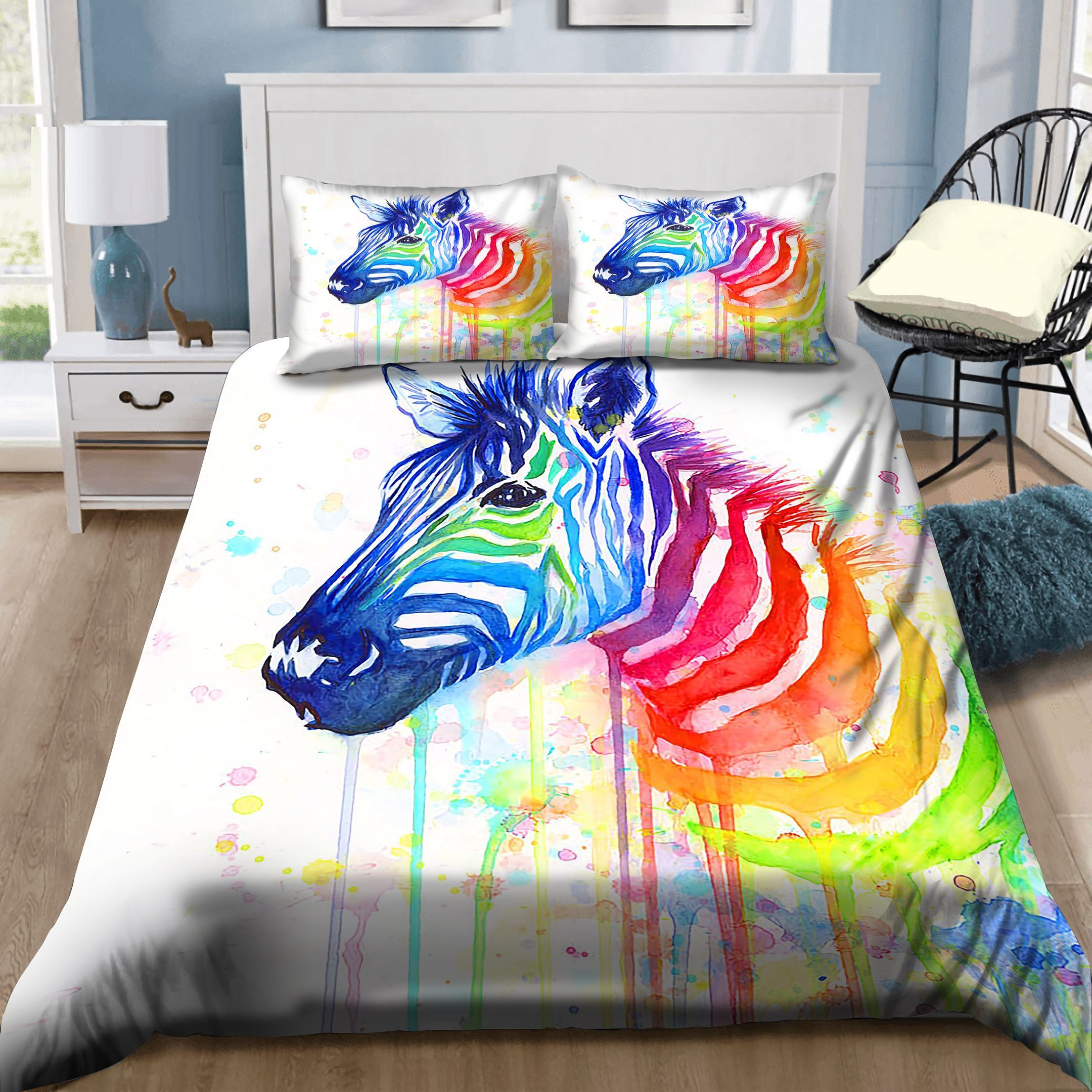 Rainbow Zebra Bedding Set