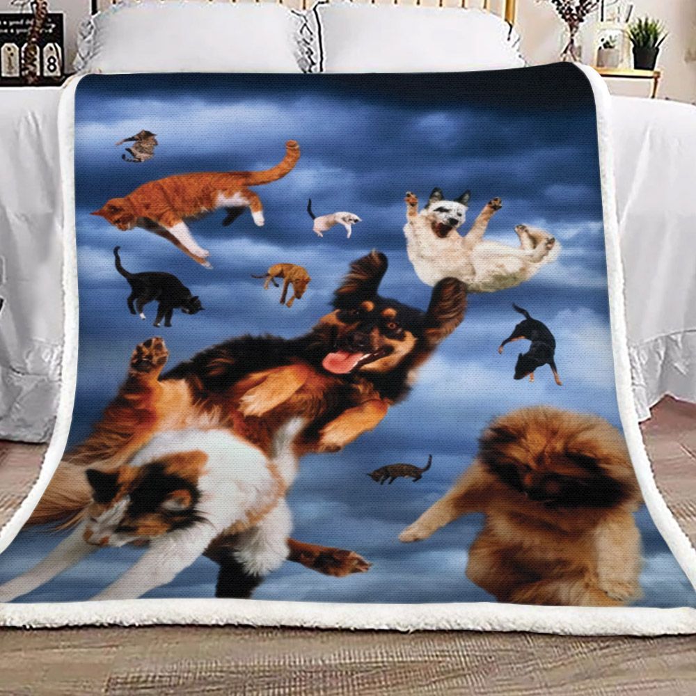 Raining Cats And Dogs Sherpa Fleece Blanket