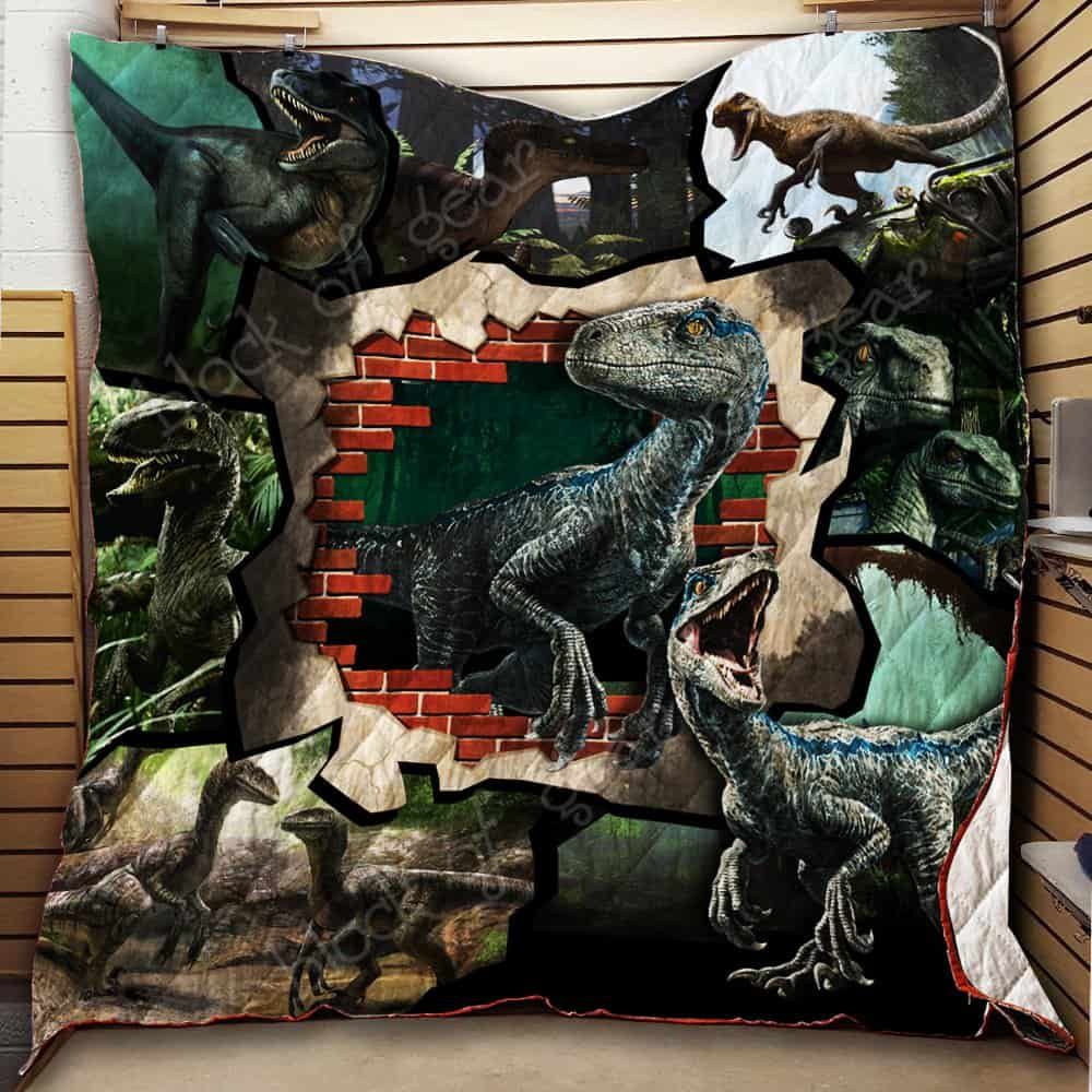 Raptor Dinosaur CL19100707MDQ Quilt Blanket