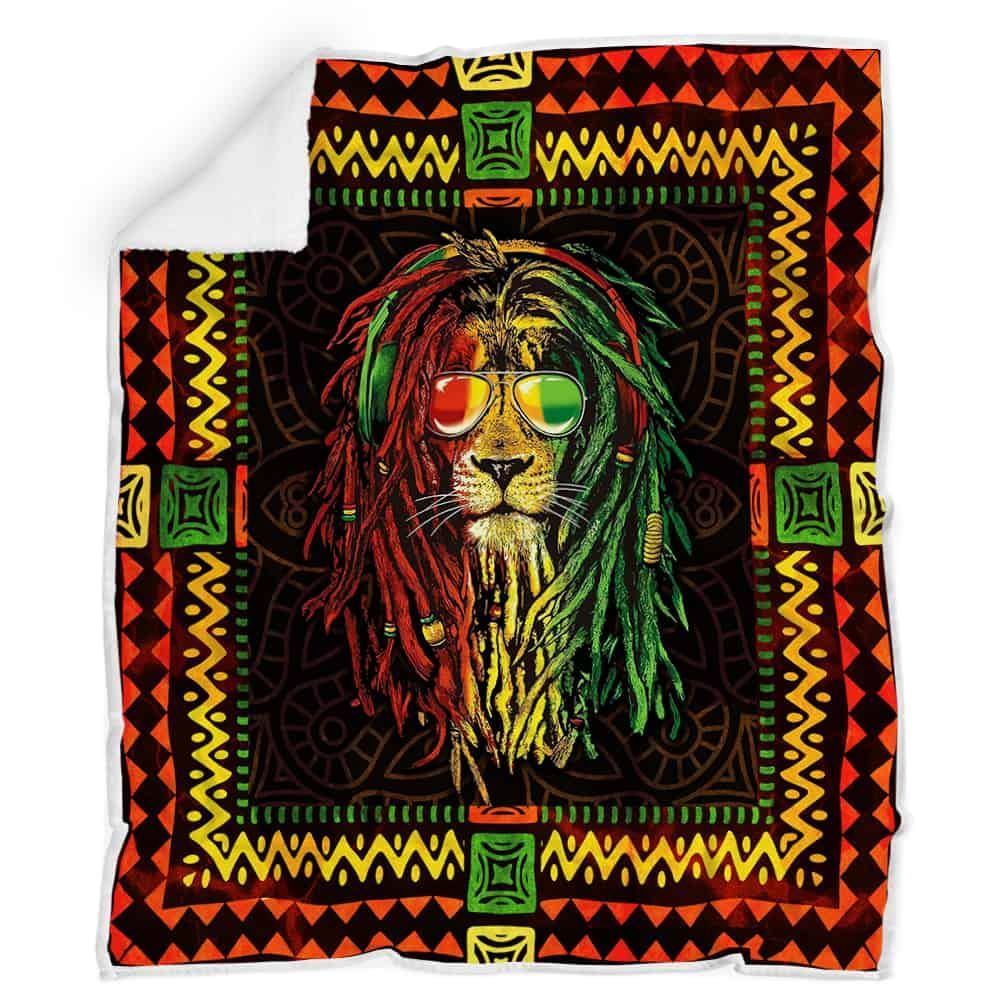 Rasta Lion Sherpa Fleece Blanket