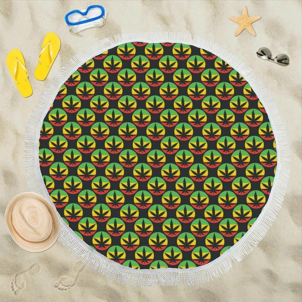 Rasta Reggae Color Design Printed Round Beach Towel