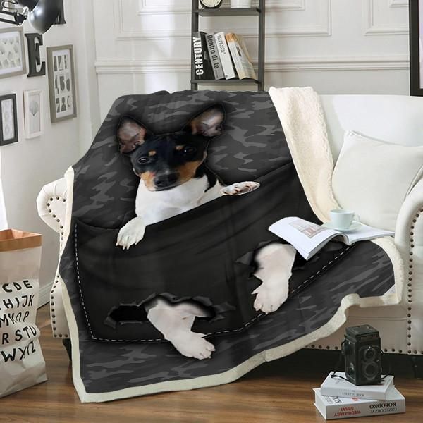 Rat Terrier Dog Pocket Sherpa Fleece Blanket