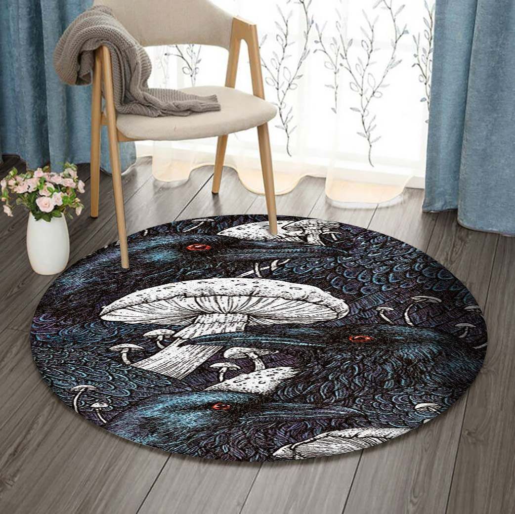 Raven And Mushroom Round Carpet