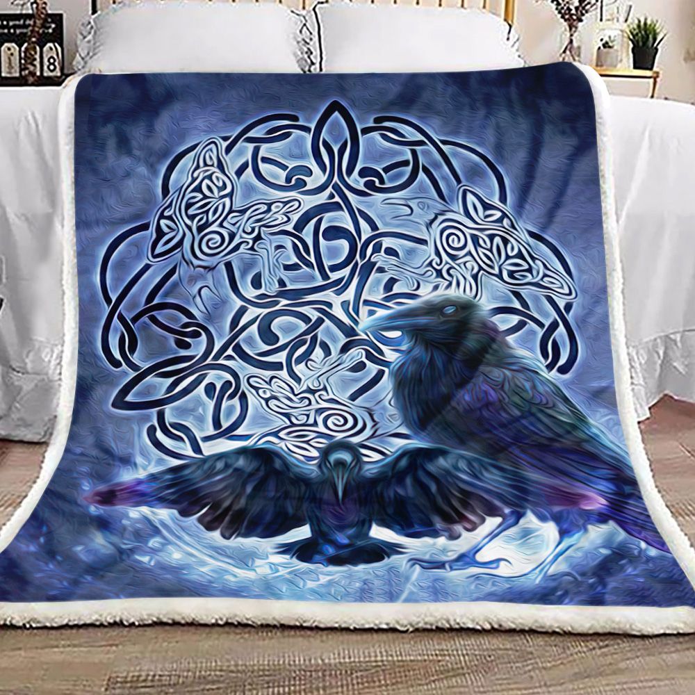 Raven Celtic Blue Fleece Blanket