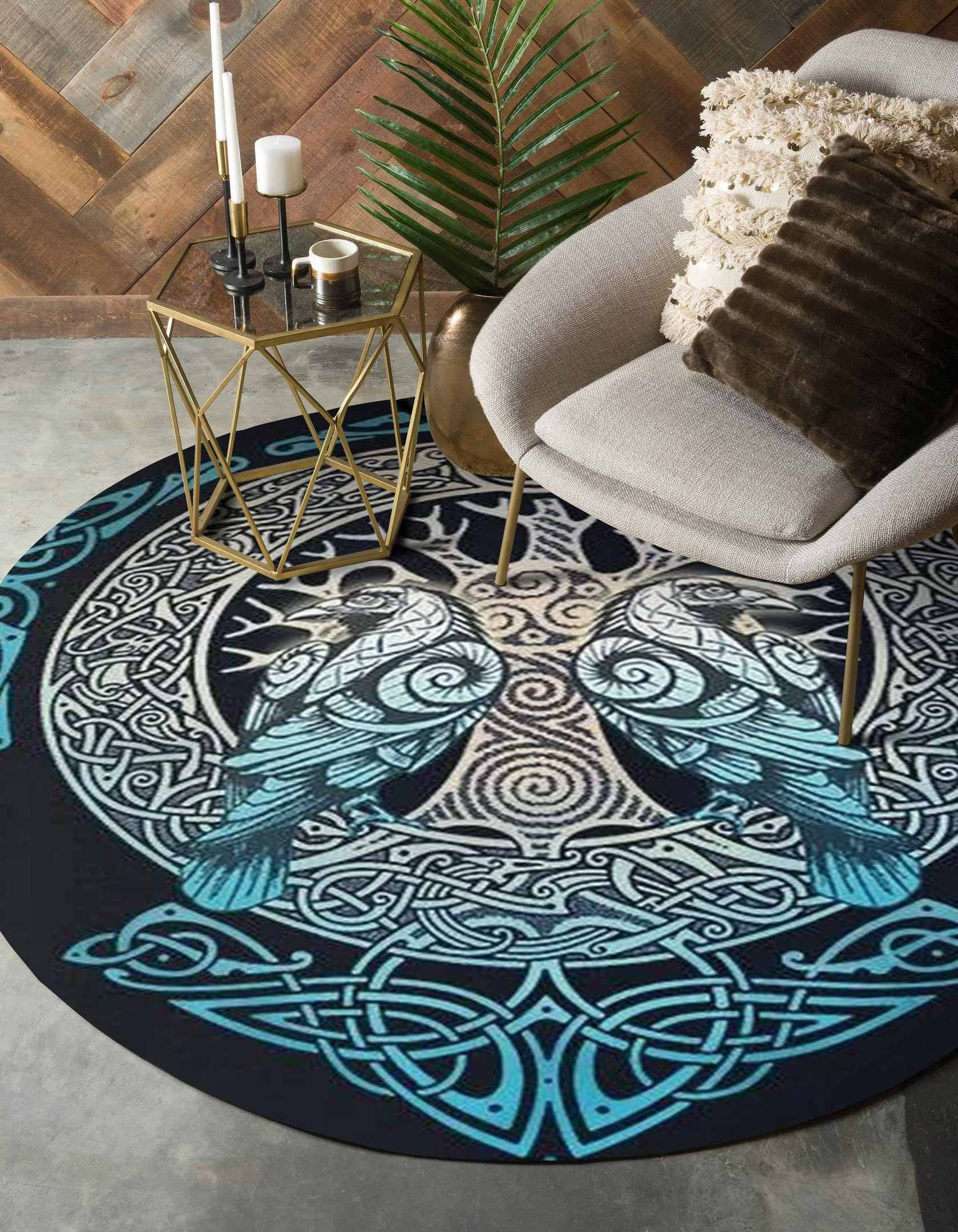 Raven Celtic Round Carpet