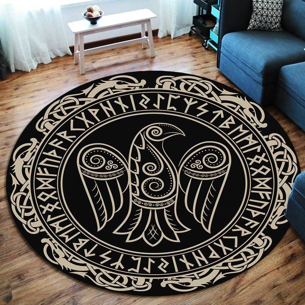 Raven In Celtic Round Carpet