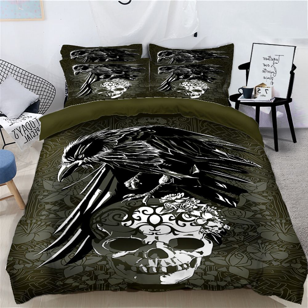 Raven Skull Bedding Set