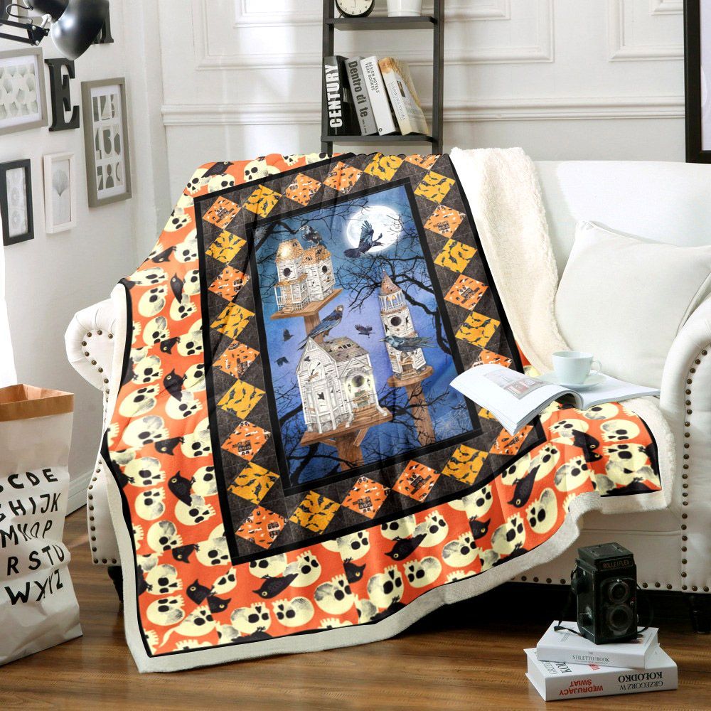 Raven Skull Sherpa Fleece Blanket