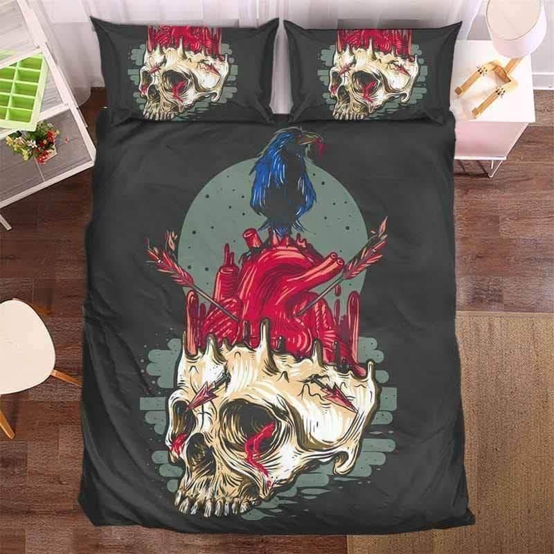 Raven Skull Horror Bedding Set
