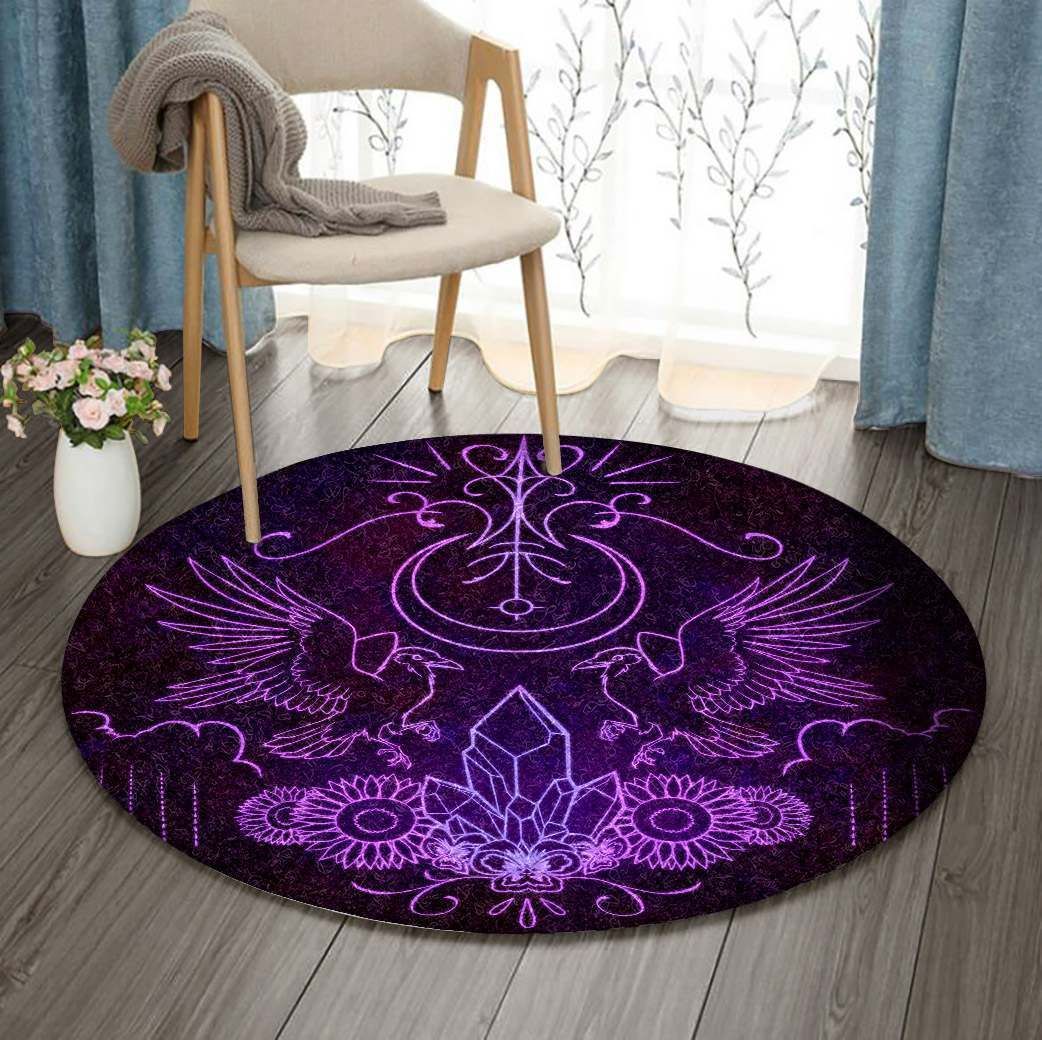 Raven Witch Sigil Round Carpet