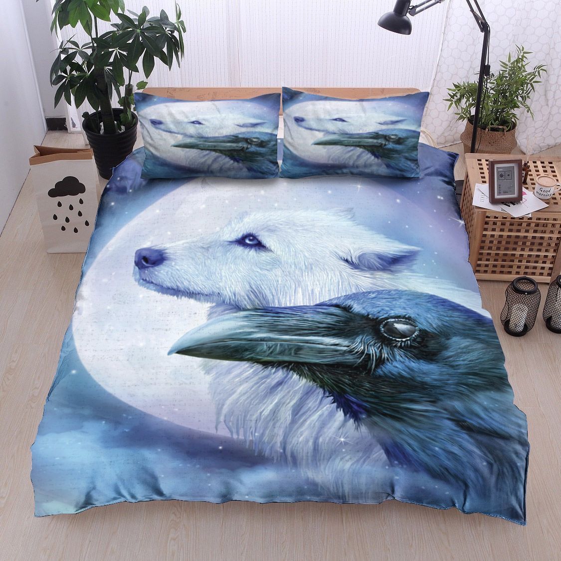 Raven Wolf Moon Bedding Set