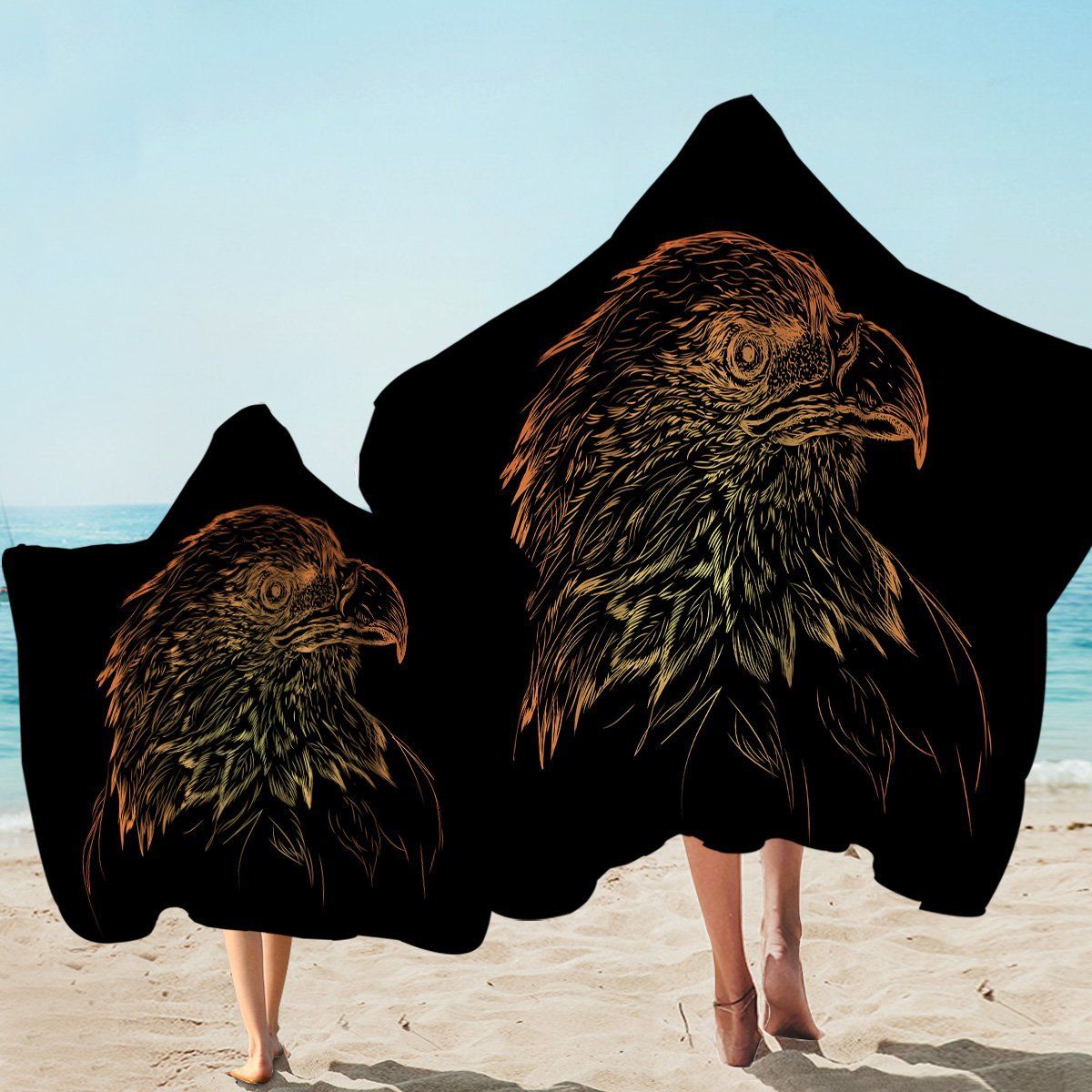 Raw Crow Black Printed Hooded Towel