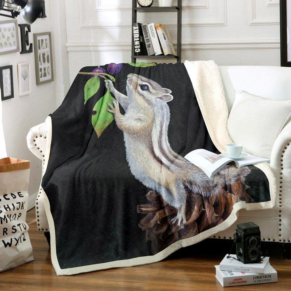 Reaching Chipmunk Sherpa Fleece Blanket