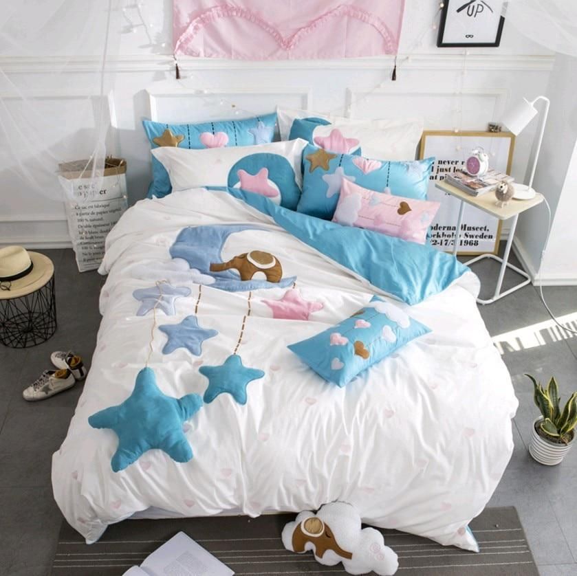 Reactive Dyes Lovely Cartoon Star 3D Bedding Set