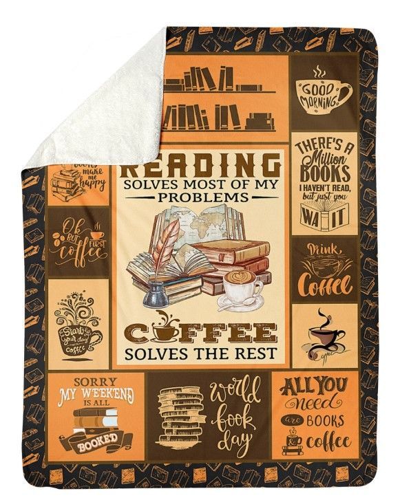 Reading And Coffee Solves Sherpa Fleece Blanket