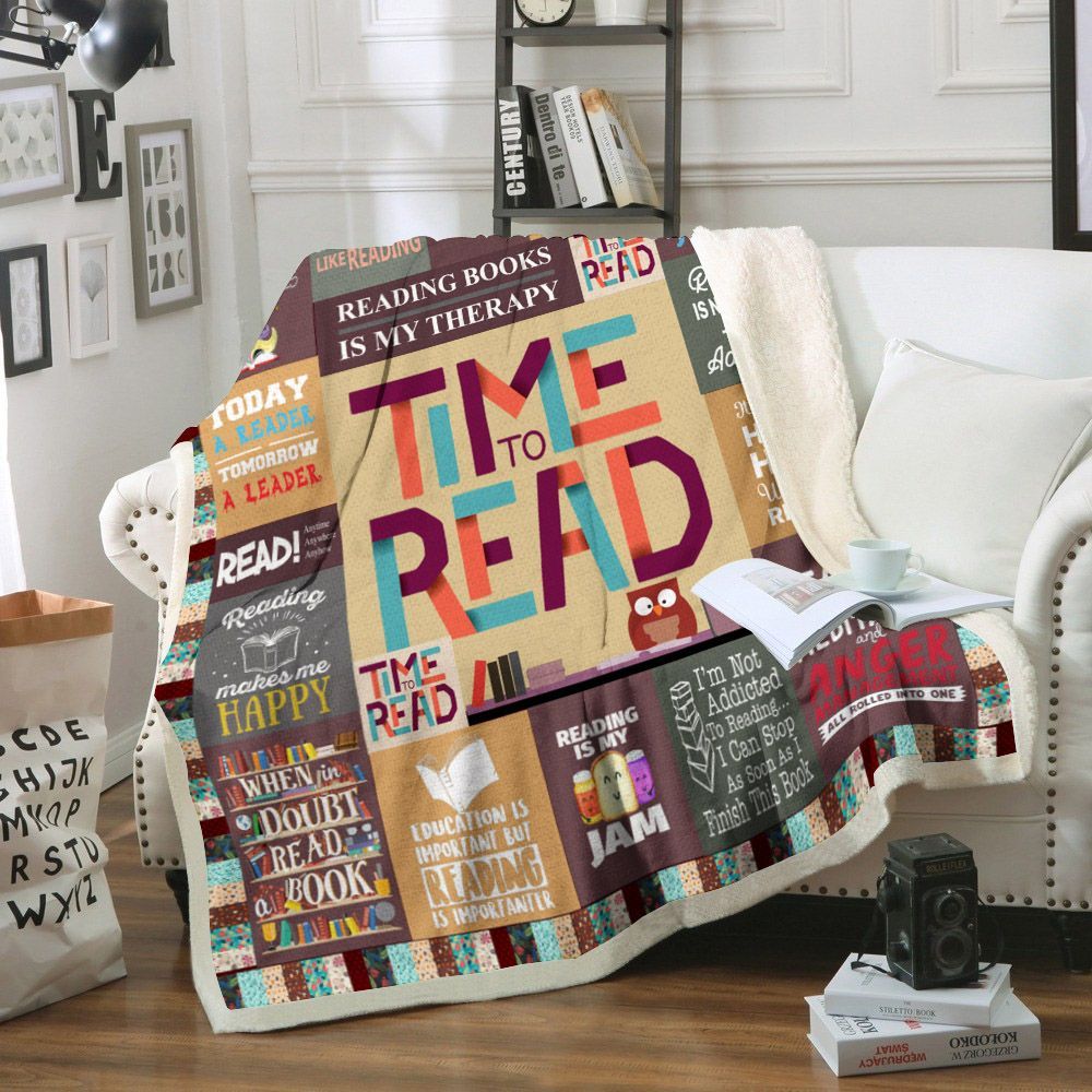 Reading Book Sherpa Fleece Blanket