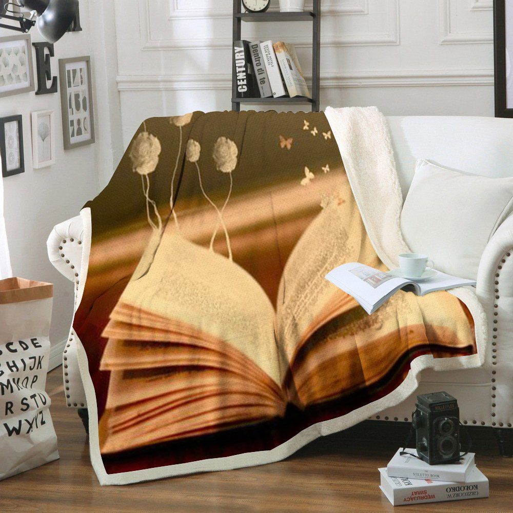 Reading Book Sherpa Fleece Blanket