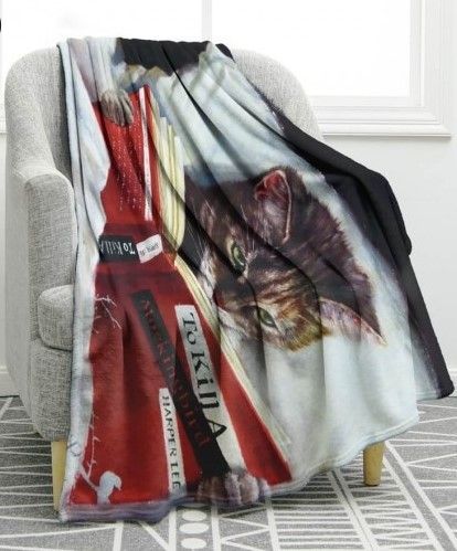 Reading Cat Sherpa Fleece Blanket