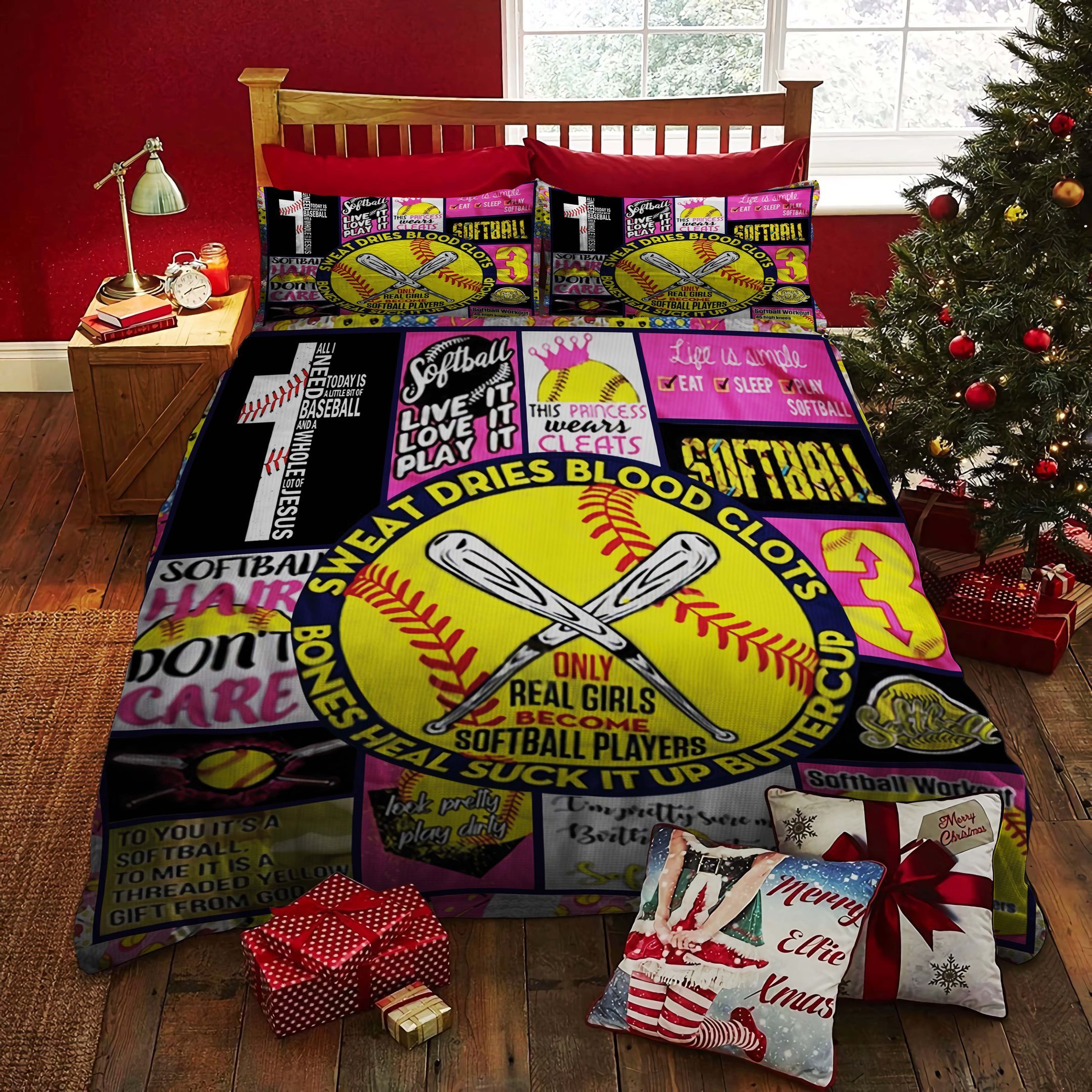 Real Girls Become Softball Players Bedding Set