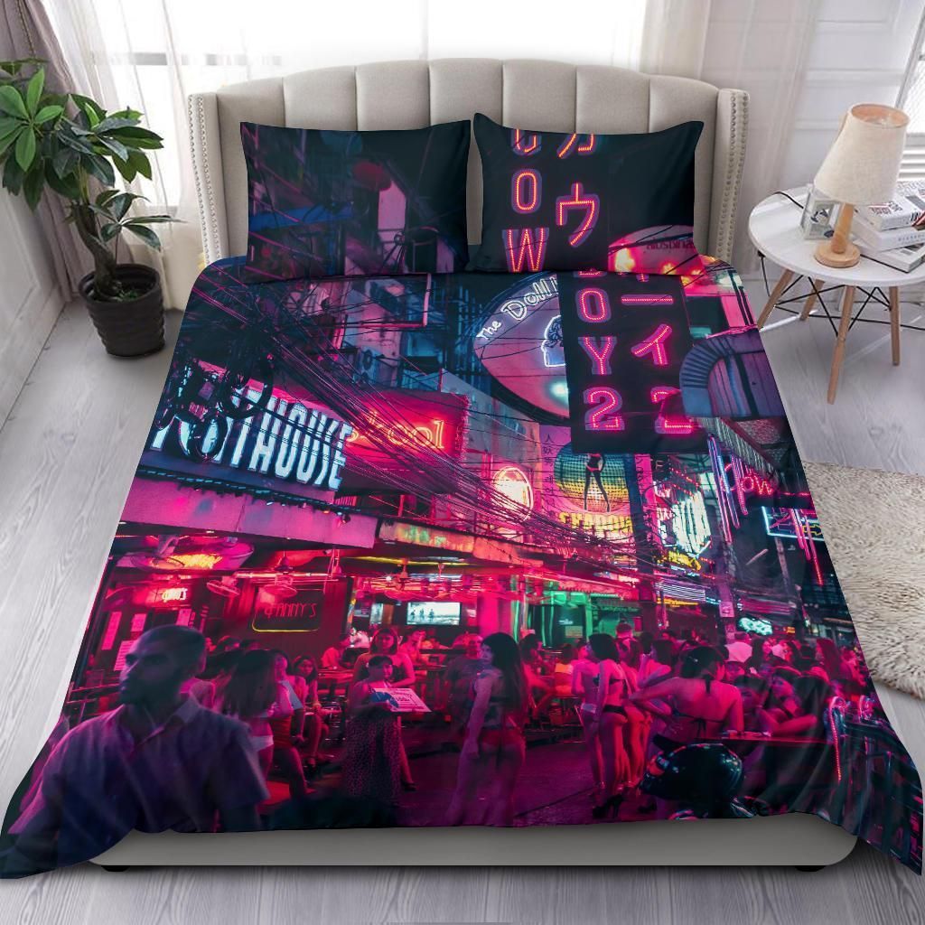 Real Neon City Design 3D Bedding Set