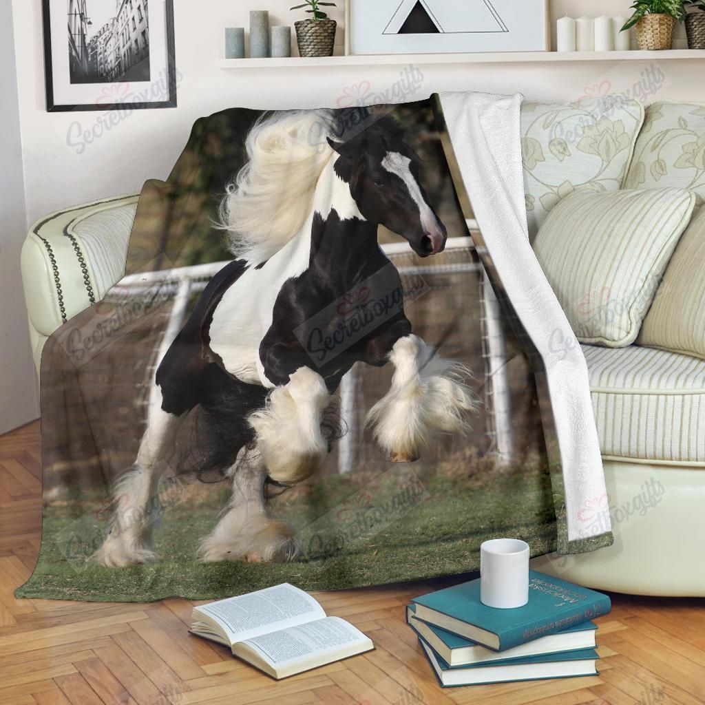 Rearing Gypsy Vanner Horse Fleece Blanket