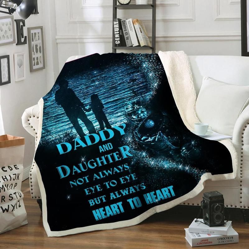 Rectangle Baseball Daddy And Daughter Sherpa Fleece Blanket