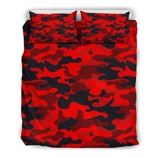 Red And Black Camouflage Bedding Set